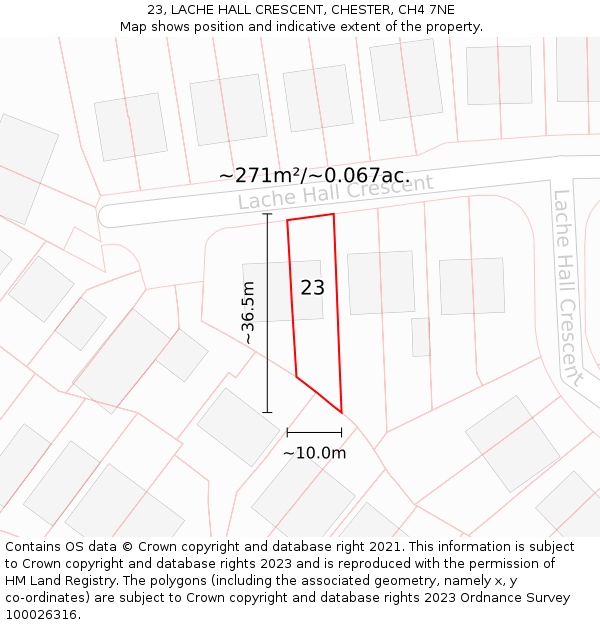 23, LACHE HALL CRESCENT, CHESTER, CH4 7NE: Plot and title map