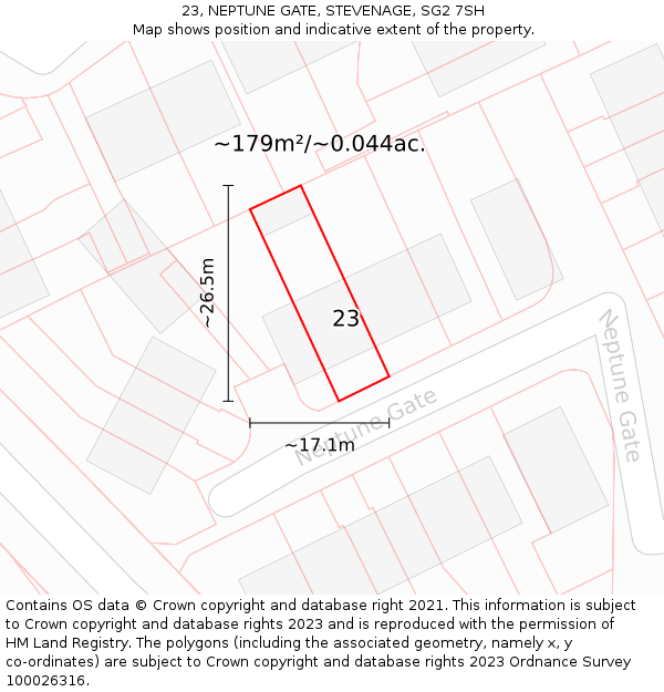 23, NEPTUNE GATE, STEVENAGE, SG2 7SH: Plot and title map