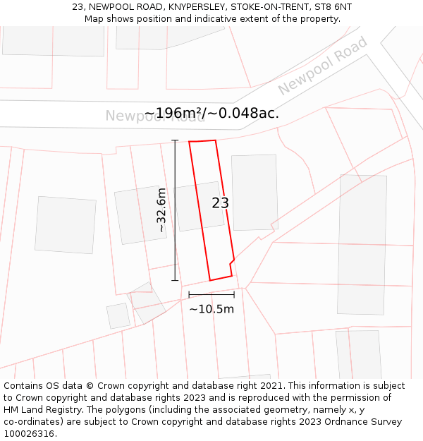 23, NEWPOOL ROAD, KNYPERSLEY, STOKE-ON-TRENT, ST8 6NT: Plot and title map