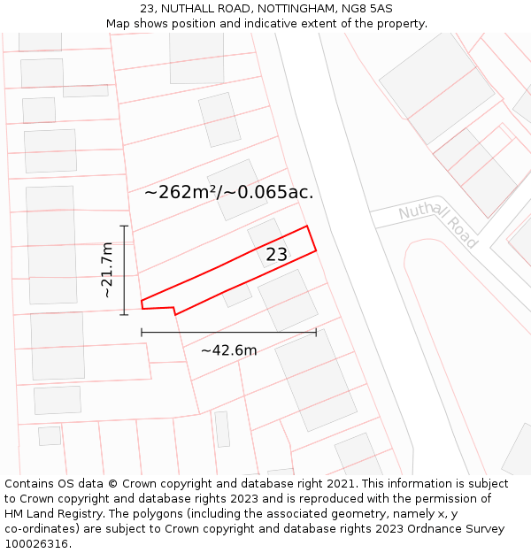 23, NUTHALL ROAD, NOTTINGHAM, NG8 5AS: Plot and title map