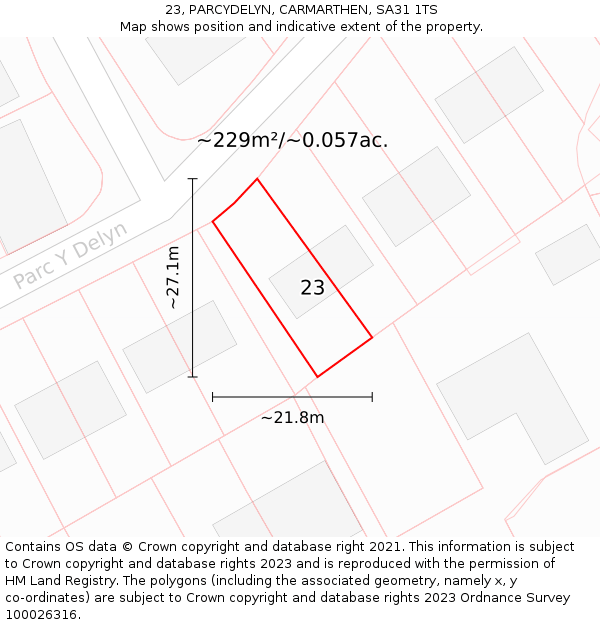 23, PARCYDELYN, CARMARTHEN, SA31 1TS: Plot and title map