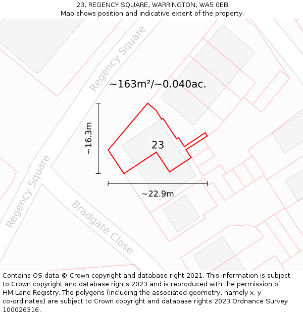 23, REGENCY SQUARE, WARRINGTON, WA5 0EB: Plot and title map