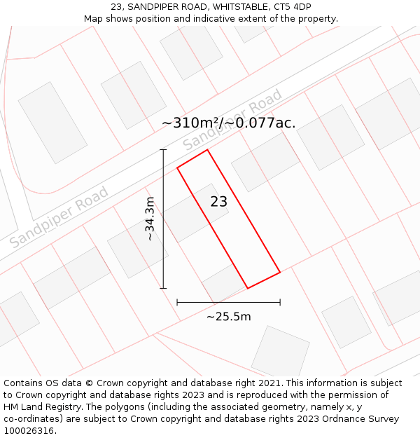 23, SANDPIPER ROAD, WHITSTABLE, CT5 4DP: Plot and title map