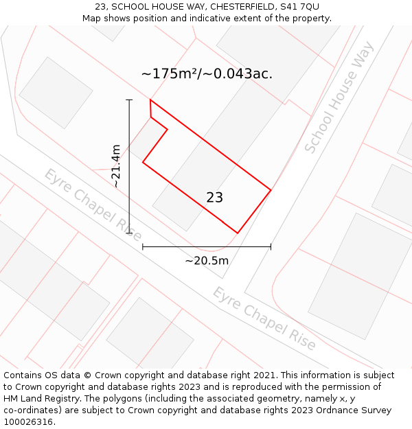 23, SCHOOL HOUSE WAY, CHESTERFIELD, S41 7QU: Plot and title map