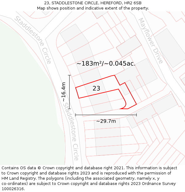 23, STADDLESTONE CIRCLE, HEREFORD, HR2 6SB: Plot and title map