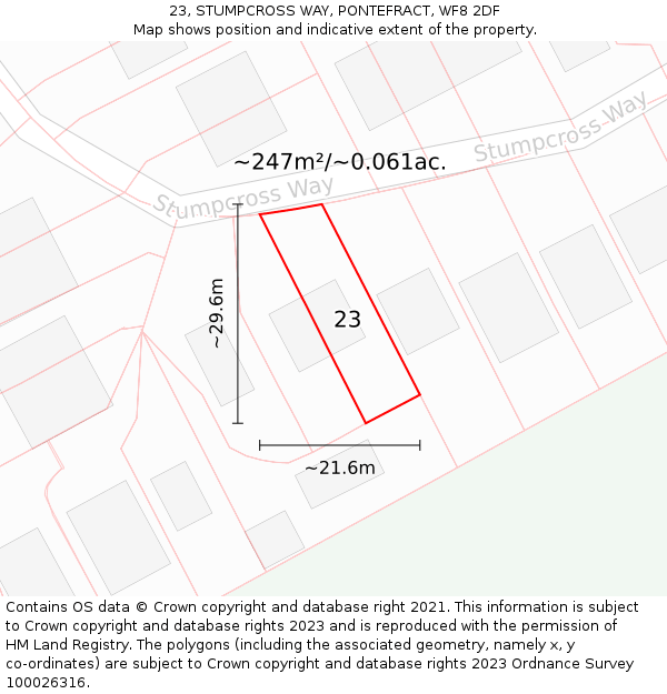 23, STUMPCROSS WAY, PONTEFRACT, WF8 2DF: Plot and title map