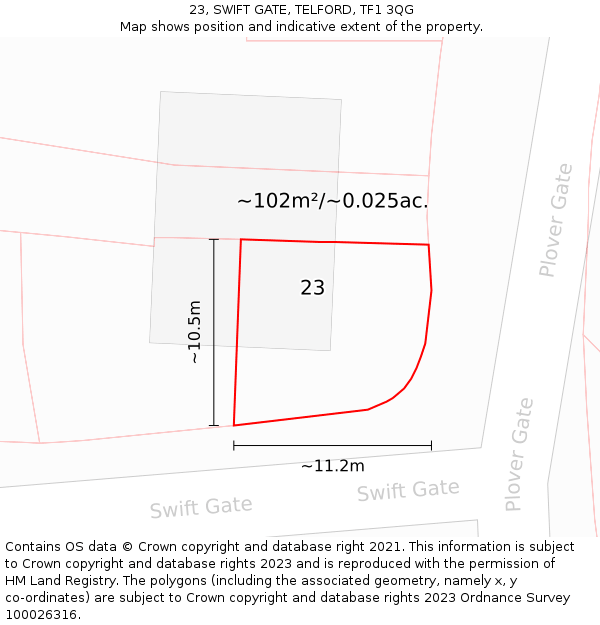 23, SWIFT GATE, TELFORD, TF1 3QG: Plot and title map