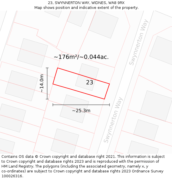 23, SWYNNERTON WAY, WIDNES, WA8 9RX: Plot and title map