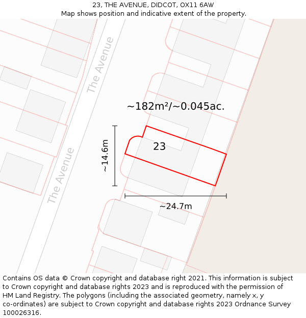 23, THE AVENUE, DIDCOT, OX11 6AW: Plot and title map