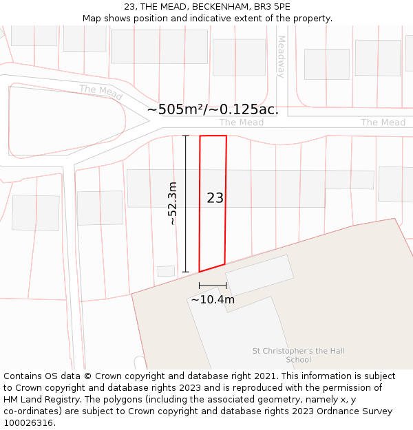 23, THE MEAD, BECKENHAM, BR3 5PE: Plot and title map