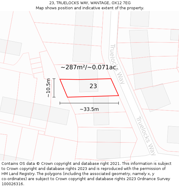 23, TRUELOCKS WAY, WANTAGE, OX12 7EG: Plot and title map