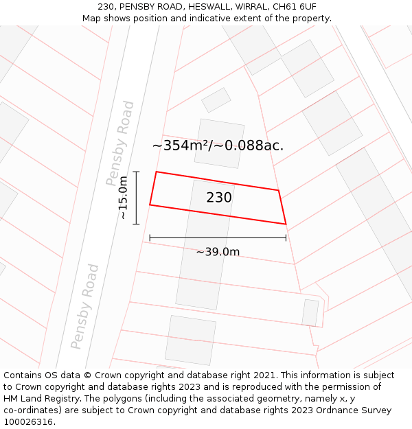 230, PENSBY ROAD, HESWALL, WIRRAL, CH61 6UF: Plot and title map