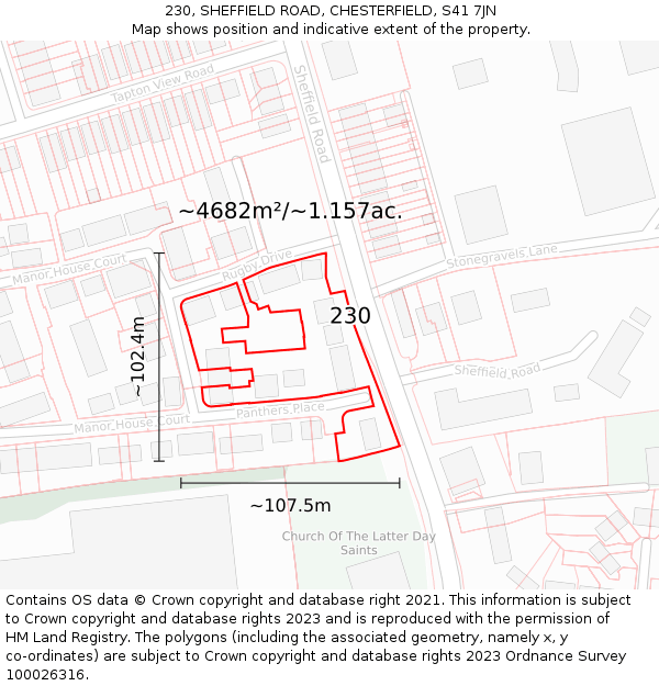 230, SHEFFIELD ROAD, CHESTERFIELD, S41 7JN: Plot and title map