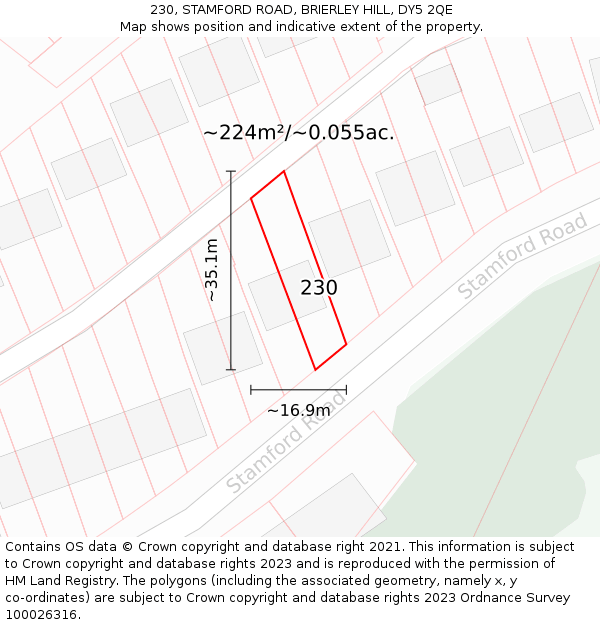 230, STAMFORD ROAD, BRIERLEY HILL, DY5 2QE: Plot and title map