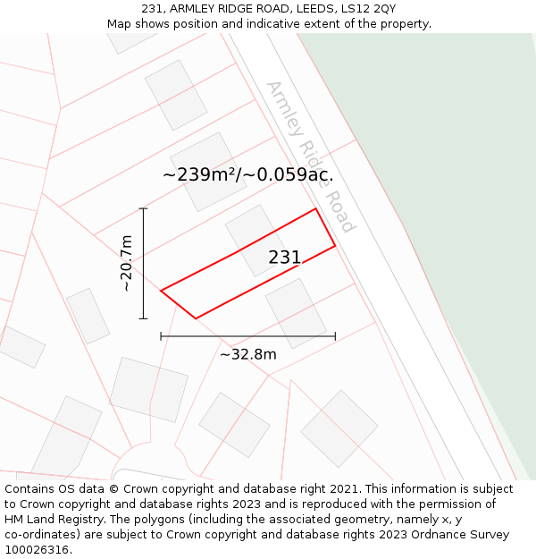 231, ARMLEY RIDGE ROAD, LEEDS, LS12 2QY: Plot and title map