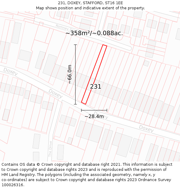 231, DOXEY, STAFFORD, ST16 1EE: Plot and title map