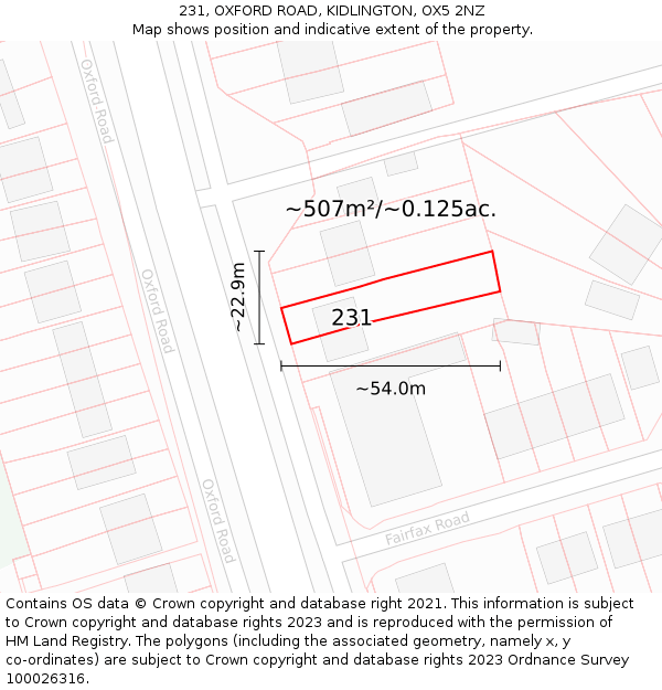 231, OXFORD ROAD, KIDLINGTON, OX5 2NZ: Plot and title map