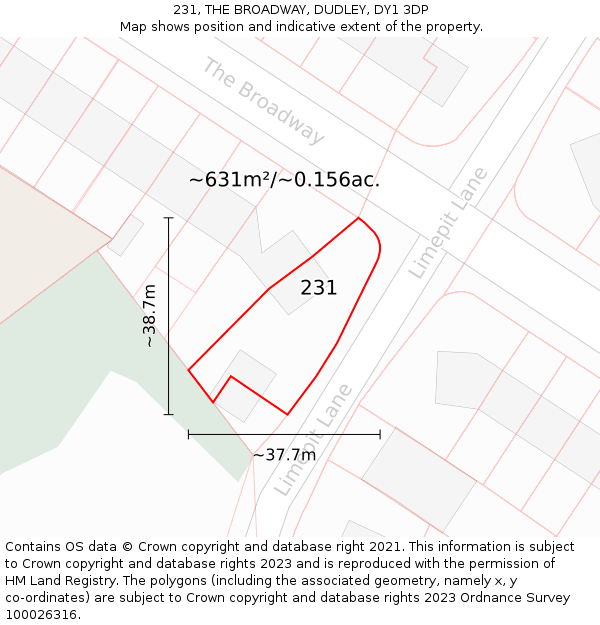 231, THE BROADWAY, DUDLEY, DY1 3DP: Plot and title map