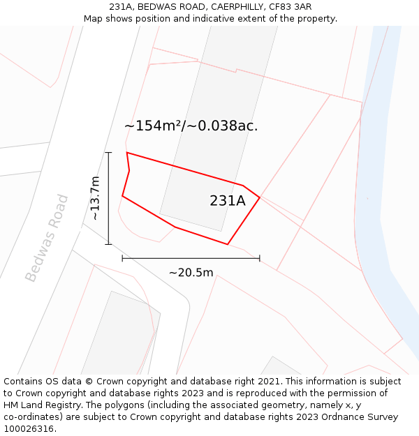 231A, BEDWAS ROAD, CAERPHILLY, CF83 3AR: Plot and title map