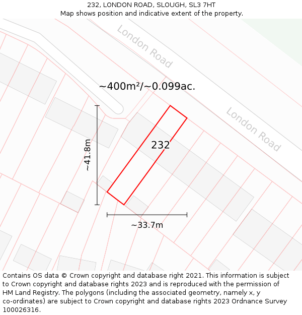 232, LONDON ROAD, SLOUGH, SL3 7HT: Plot and title map