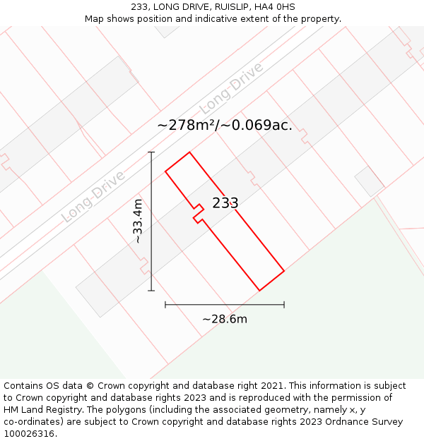 233, LONG DRIVE, RUISLIP, HA4 0HS: Plot and title map