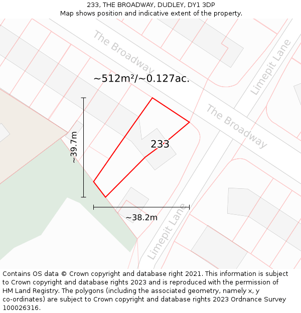 233, THE BROADWAY, DUDLEY, DY1 3DP: Plot and title map