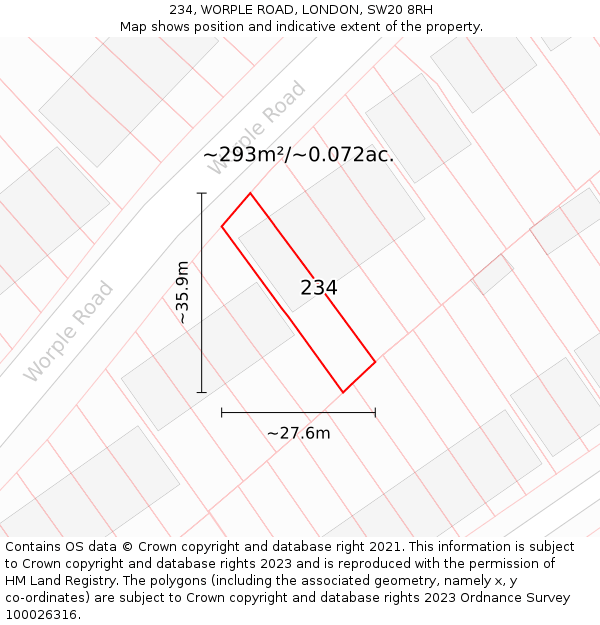 234, WORPLE ROAD, LONDON, SW20 8RH: Plot and title map