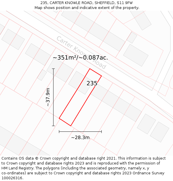 235, CARTER KNOWLE ROAD, SHEFFIELD, S11 9FW: Plot and title map