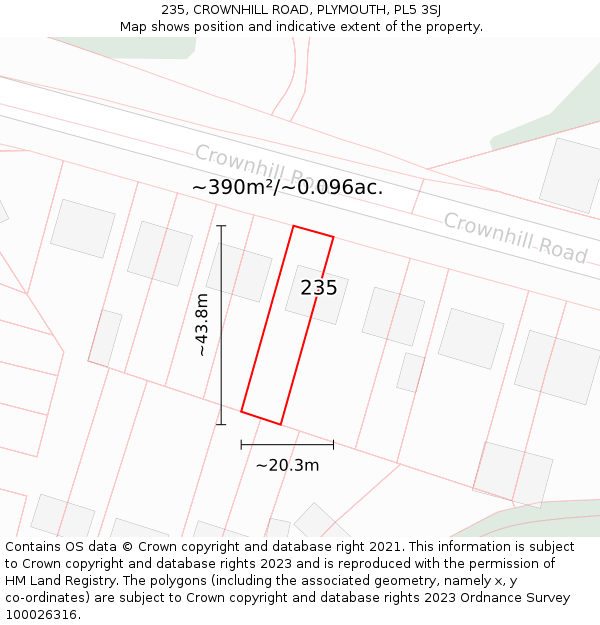 235, CROWNHILL ROAD, PLYMOUTH, PL5 3SJ: Plot and title map