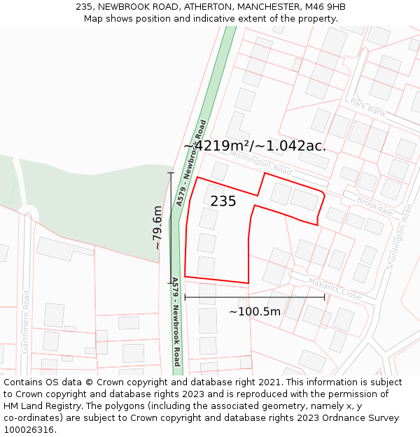 235, NEWBROOK ROAD, ATHERTON, MANCHESTER, M46 9HB: Plot and title map