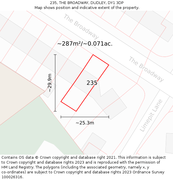 235, THE BROADWAY, DUDLEY, DY1 3DP: Plot and title map