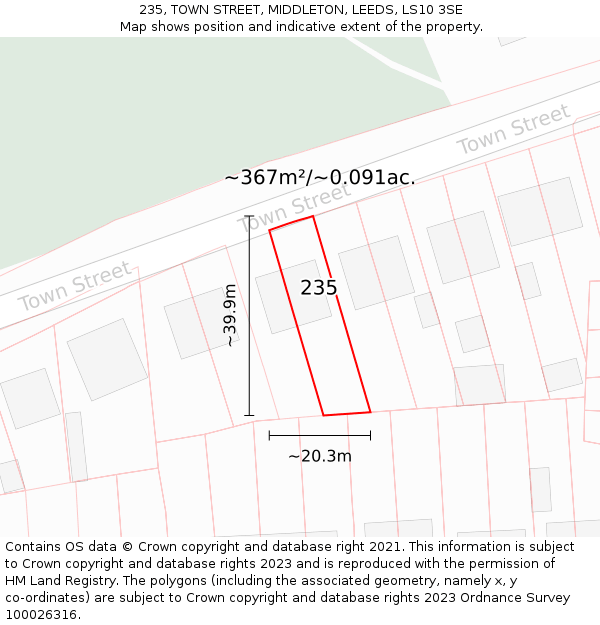 235, TOWN STREET, MIDDLETON, LEEDS, LS10 3SE: Plot and title map