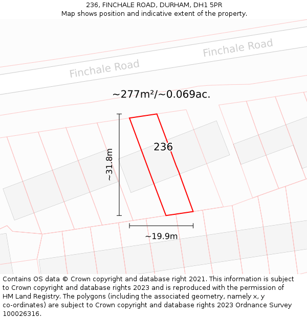 236, FINCHALE ROAD, DURHAM, DH1 5PR: Plot and title map