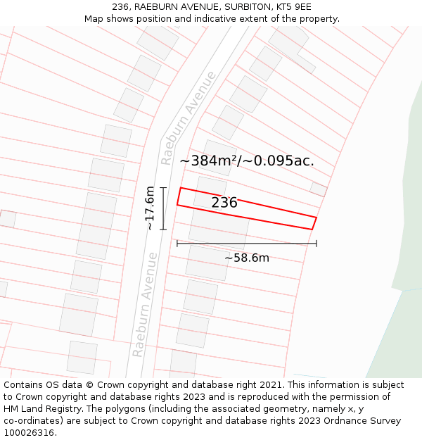 236, RAEBURN AVENUE, SURBITON, KT5 9EE: Plot and title map