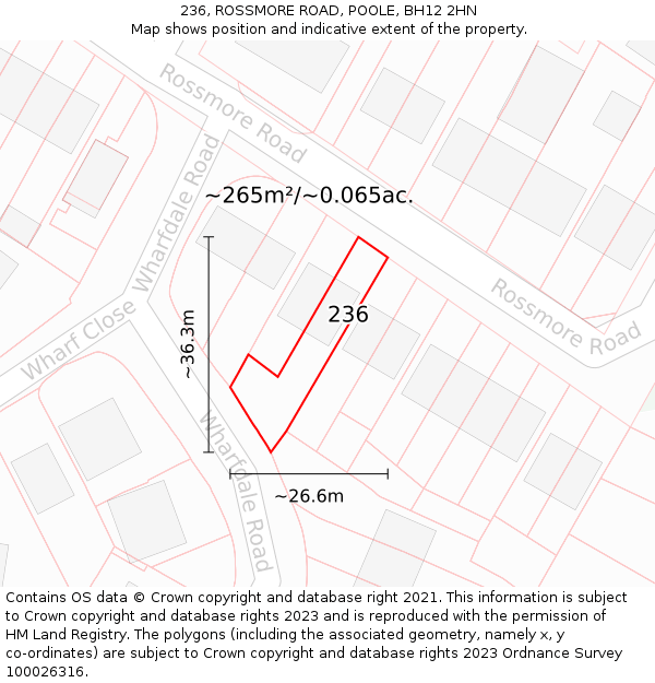 236, ROSSMORE ROAD, POOLE, BH12 2HN: Plot and title map