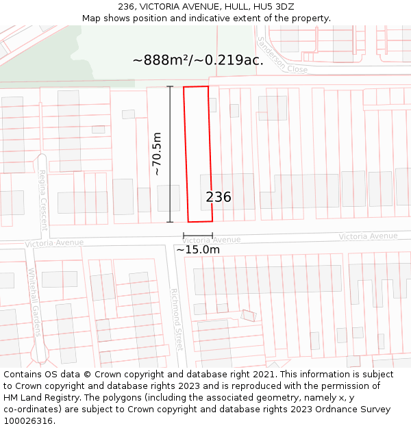 236, VICTORIA AVENUE, HULL, HU5 3DZ: Plot and title map