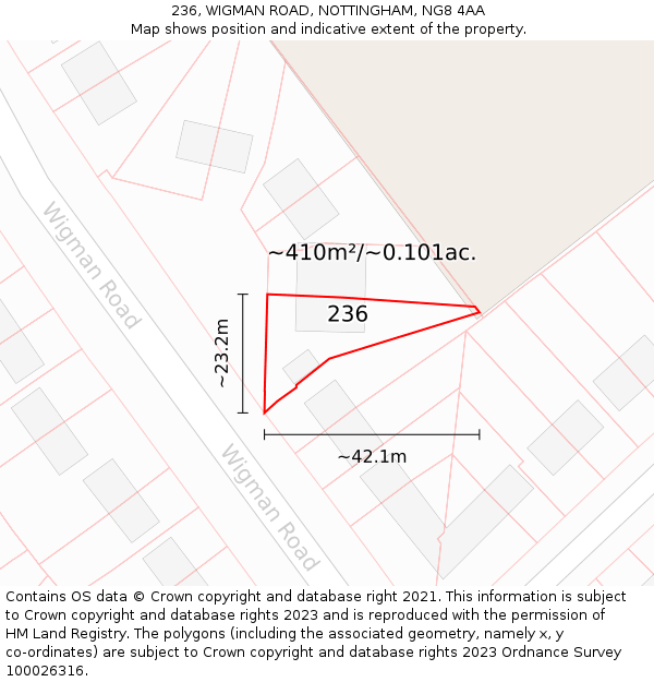 236, WIGMAN ROAD, NOTTINGHAM, NG8 4AA: Plot and title map