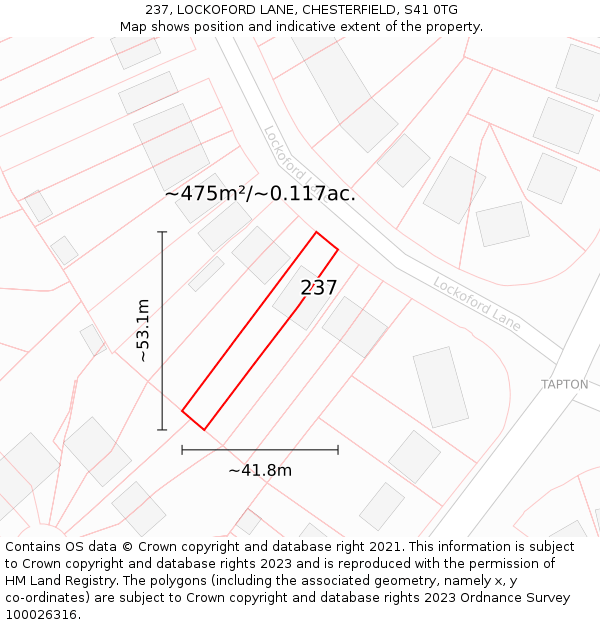 237, LOCKOFORD LANE, CHESTERFIELD, S41 0TG: Plot and title map