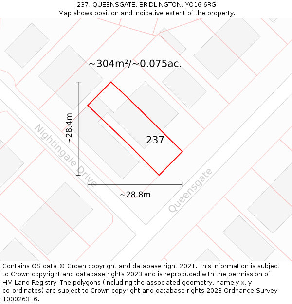 237, QUEENSGATE, BRIDLINGTON, YO16 6RG: Plot and title map