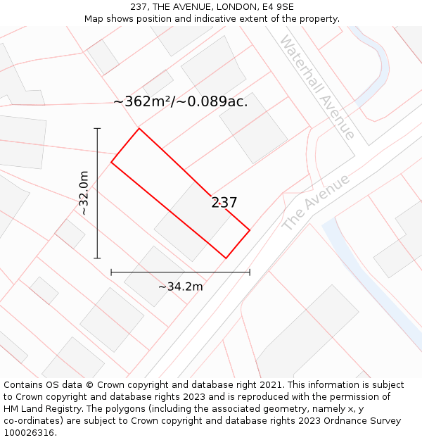 237, THE AVENUE, LONDON, E4 9SE: Plot and title map