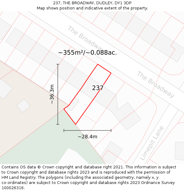 237, THE BROADWAY, DUDLEY, DY1 3DP: Plot and title map