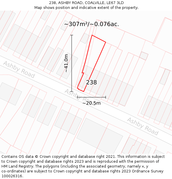 238, ASHBY ROAD, COALVILLE, LE67 3LD: Plot and title map