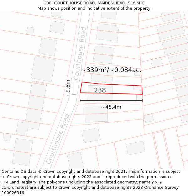 238, COURTHOUSE ROAD, MAIDENHEAD, SL6 6HE: Plot and title map