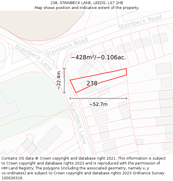 238, STAINBECK LANE, LEEDS, LS7 2HE: Plot and title map