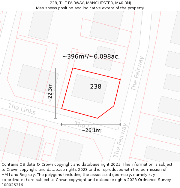 238, THE FAIRWAY, MANCHESTER, M40 3NJ: Plot and title map