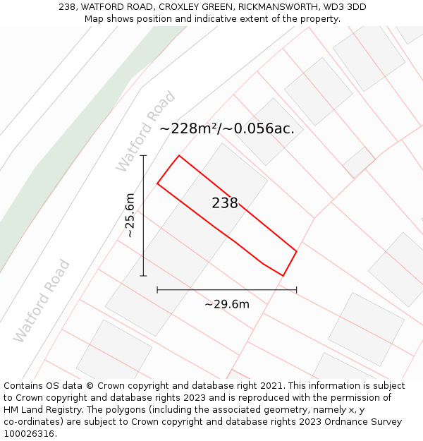 238, WATFORD ROAD, CROXLEY GREEN, RICKMANSWORTH, WD3 3DD: Plot and title map