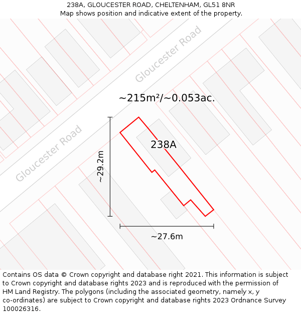 238A, GLOUCESTER ROAD, CHELTENHAM, GL51 8NR: Plot and title map