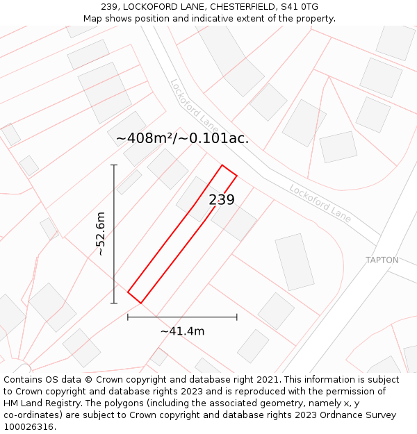 239, LOCKOFORD LANE, CHESTERFIELD, S41 0TG: Plot and title map