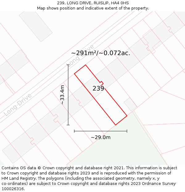 239, LONG DRIVE, RUISLIP, HA4 0HS: Plot and title map