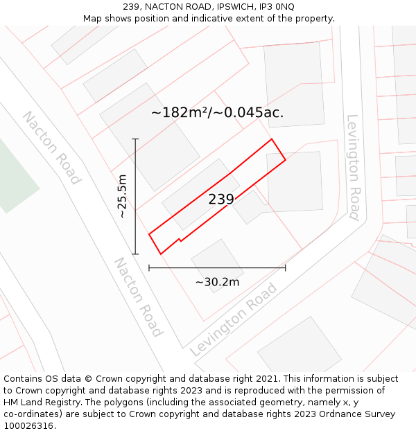 239, NACTON ROAD, IPSWICH, IP3 0NQ: Plot and title map